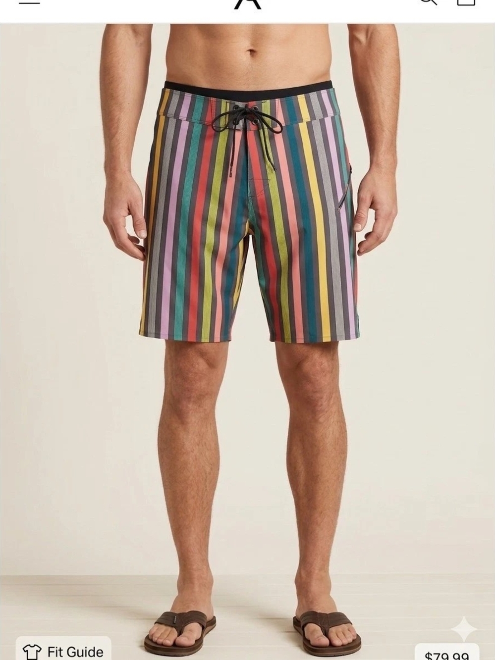 Lululemon Board Shorts Mens Striped Surf Swim Trunks Activewear Size 38